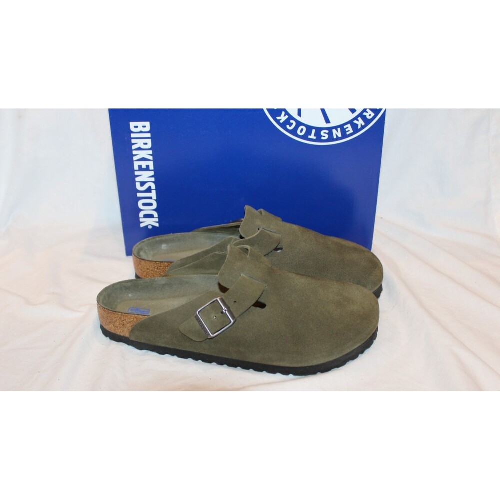 Birkenstock Men's Boston Suede Mule Clog Suede Sandals EU 42 US 9 Thyme Green